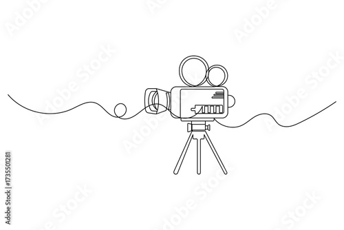 Video camera Continuous one line drawing of outline vector illustration