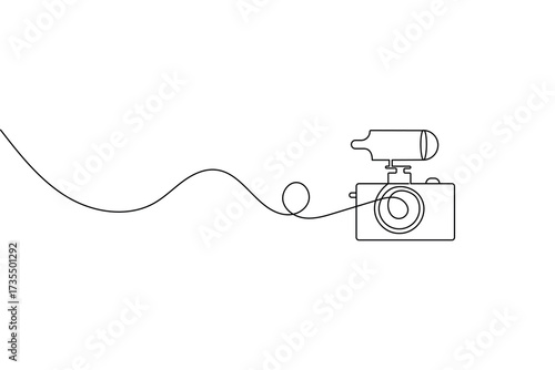 Video camera Continuous one line drawing of outline vector illustration