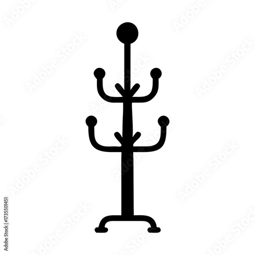 A coat rack full black silhouette vector illustration design