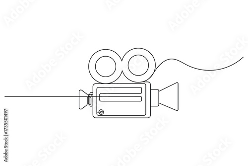 Video camera Continuous one line drawing of outline vector illustration