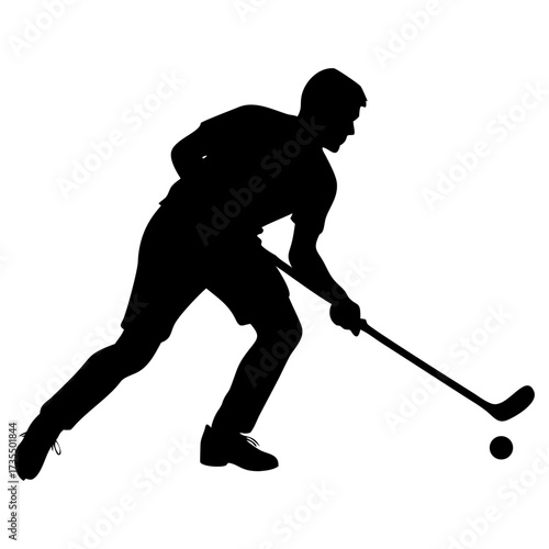 A hockey player full black silhouette vector illustration design