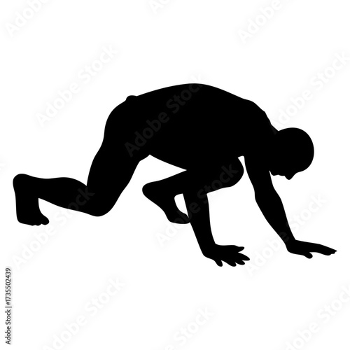 A man crawling full black silhouette vector illustration design