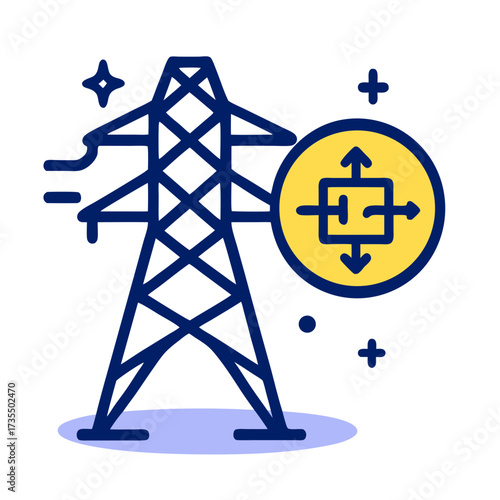 IoT Smart City Energy Grid Illustrating Power Transmission and Data Flow for Modern Urban Infrastructure and Sustainable Development of Connected Cities