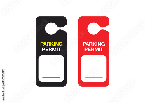 Parking Permit Car Mirror Hanger Template, customizable vehicle pass for reserved parking, events, offices, hotels, apartments, and businesses. Printable, editable, professional design.