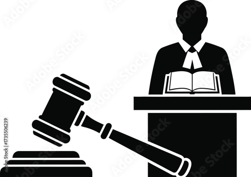 Judge and gavel icon representing justice and legal proceedings