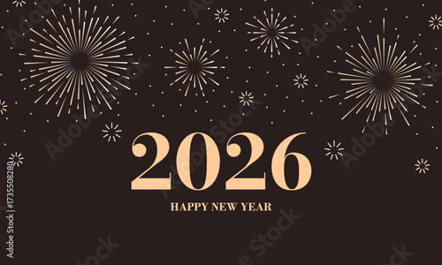 Happy new year 2026. Elegant fireworks vector illustration background . Concept for holiday decor, card, poster, banner, flyer