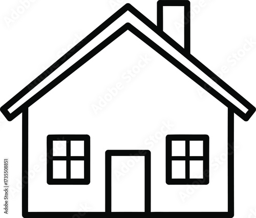 Simple outline drawing of a traditional house with chimney