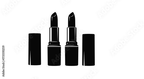 Two black lipsticks with open caps ready for use.