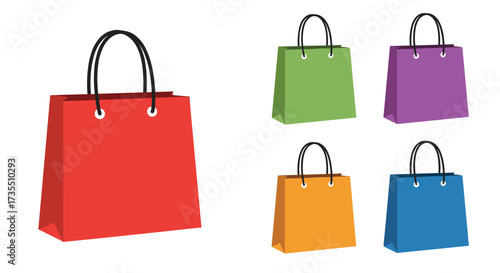 A collection of colorful shopping bags displayed on a white background.