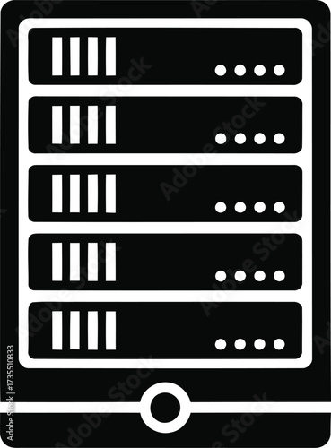 Server rack with multiple hard drives and indicator lights