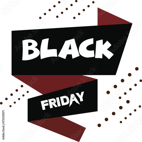 Dynamic black friday sale banner with bold typography and festive dot accents for promotional marketing