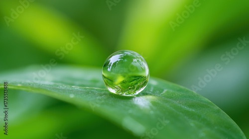 Fresh Green Leaf with Water Droplet