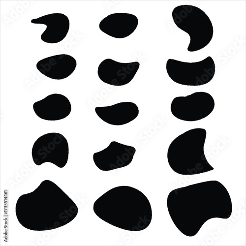 Collection of irregular black organic shapes abstract forms for design elements and backgrounds vector