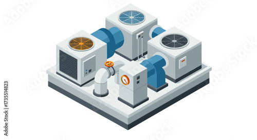Isometric hvac system modern ventilation and air conditioning technology