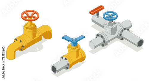 Isometric industrial valves detailed pipe system collection