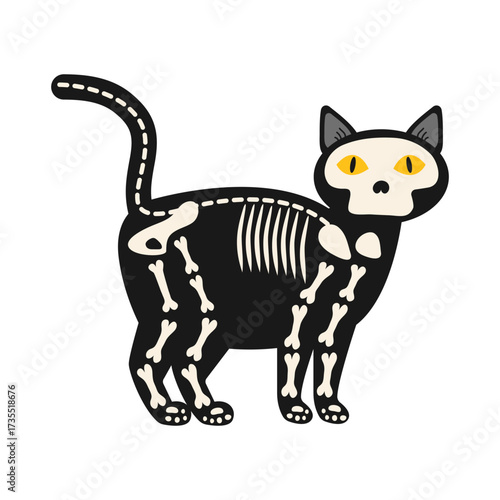 Cat in a festive costume for Halloween. Vector illustration.