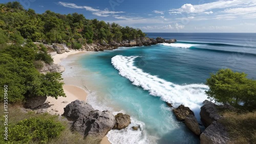 experience ultimate bali vibe as you witness surfers riding powerful waves under sun