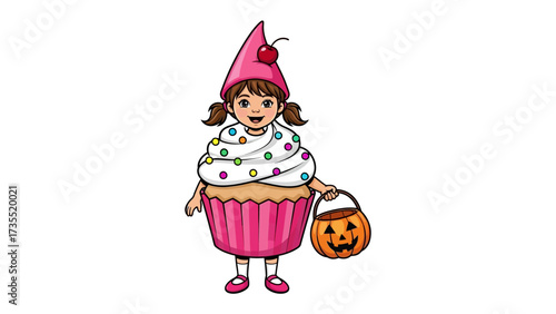 Sweet Treat: A cheerful child, adorned in a playful cupcake costume, embodies the sweetness of a delightful seasonal celebration.