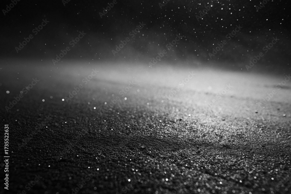 Fototapeta premium Monochrome Glitter Dust on Rough Surface with Misty Light