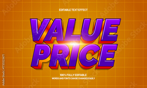 value price editable text effect