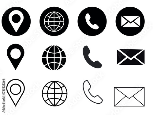 Flat Communication Icons Pack Phone, Web, Mail, Location