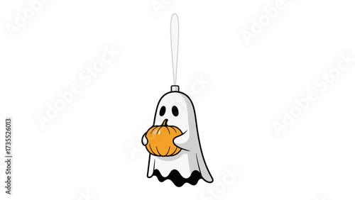 Spooky Ghostly Celebration: A cheerful animated ghost, playfully embracing an autumn pumpkin, evoking the spirit of Halloween.