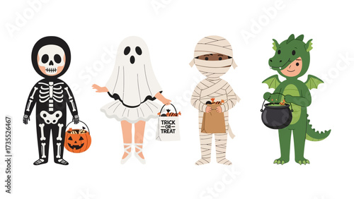 Halloween Costumes: Adorable figures in whimsical costumes, ready for trick-or-treating, embodying the playful spirit of Halloween, perfect for creative projects.