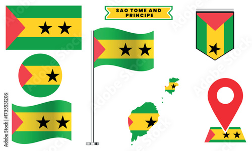 Sao Tome and Principe Flag Vector Design Set National Symbol Collection