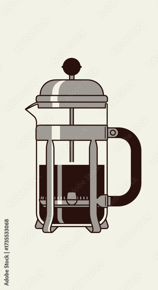 Fototapeta premium Glass coffee maker with dark liquid on a light background.