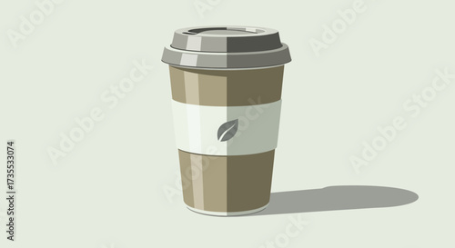 A disposable cup with a lid and sleeve on a plain background.