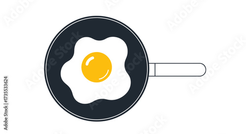 Fried egg in a frying pan preparation for breakfast.