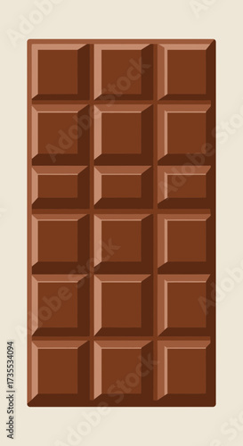 A rectangular bar of segmented milk chocolate on a light background.