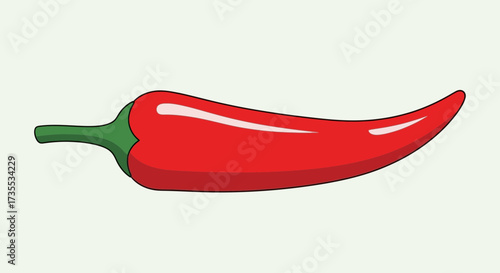 A single red chili pepper on a light background.