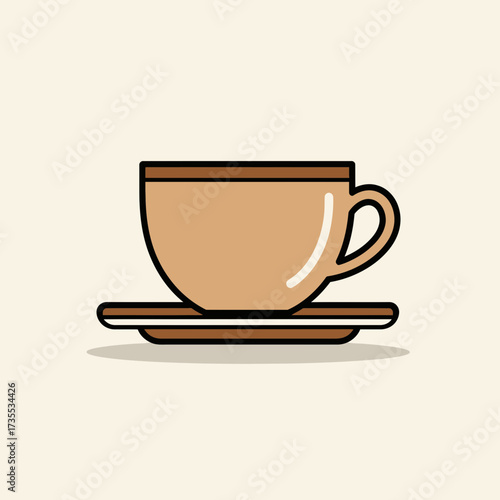 A simple illustration of a coffee cup and saucer.