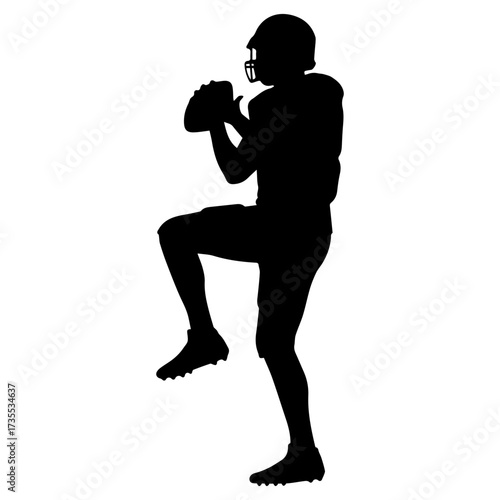Silhouette of an American football player preparing to throw the ball