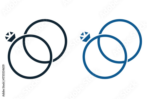 Wedding Rings Icon Love, Marriage and Relationship Symbol