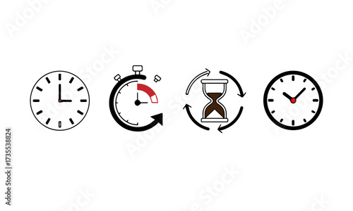Time management icon set for productivity concept