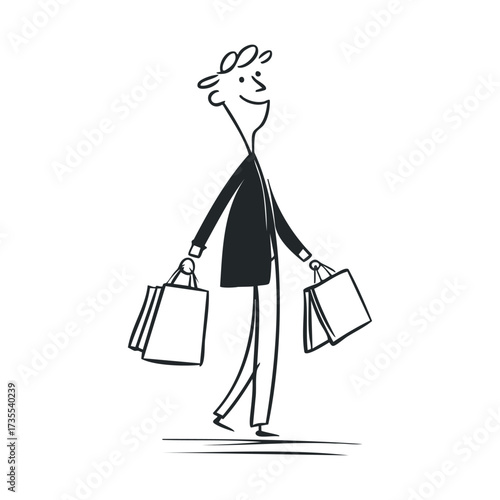 Happy shopper carrying bags after a successful outing