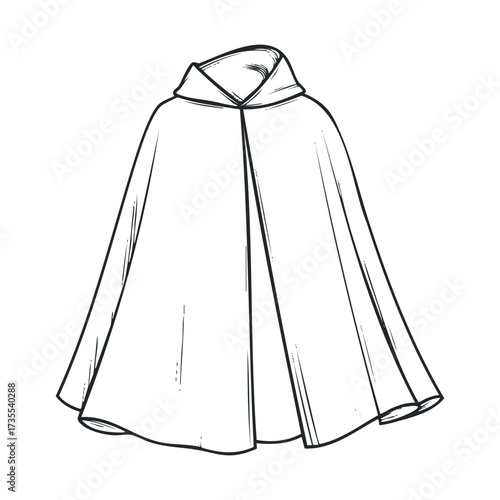 Elegant cape design for fashion and costume applications. Vector hand drawn illustration