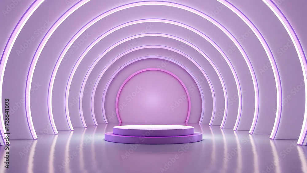 Fototapeta premium Futuristic Purple Showcase Circular Stage for Product Presentation