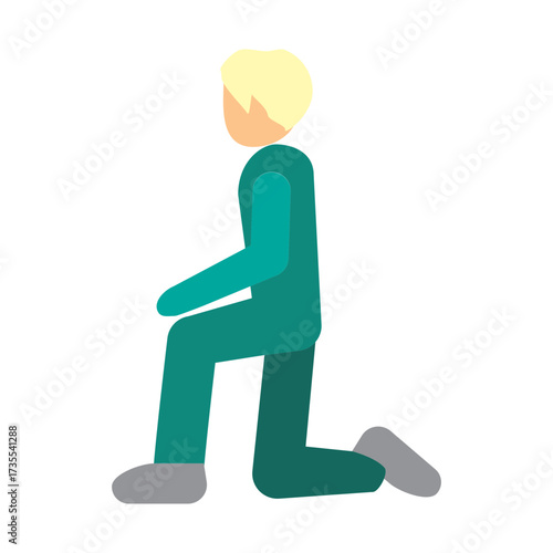 Kneeling Person Vector Flat Icon Design