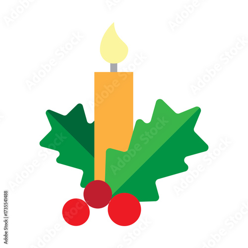 Christmas Candle Vector Flat Icon Design