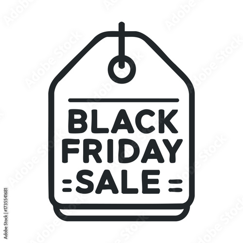 Black Friday sale tag design for retail promotions and marketing. Vector line illustration