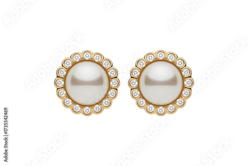 Elegant pearl and diamond stud earrings exude timeless luxury