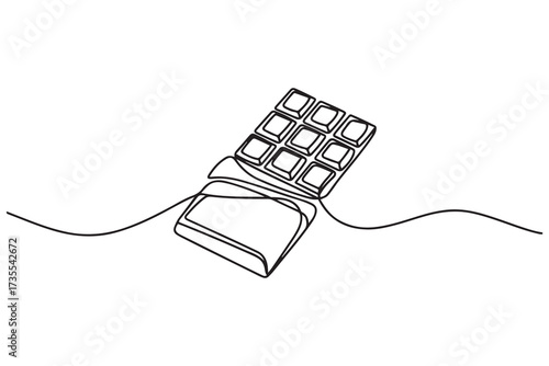 Continuous one line drawing of chocolate bar. one line Icon drawing with white background