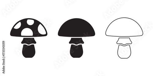 Mushroom icons isolated on white background