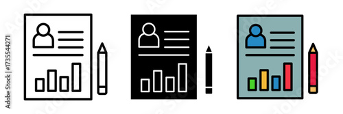 Job description icon Graphic vector set stroke, filled and colored concept for web design.
