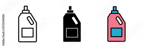 liquid detergent icon Vector illustration detergent bottle icon Isolated on White Background stroke, filled and colored concept for web design.