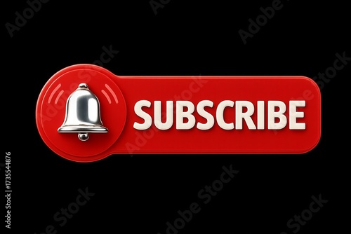 Red subscribe button with a silver bell icon representing online engagement and channel notifications