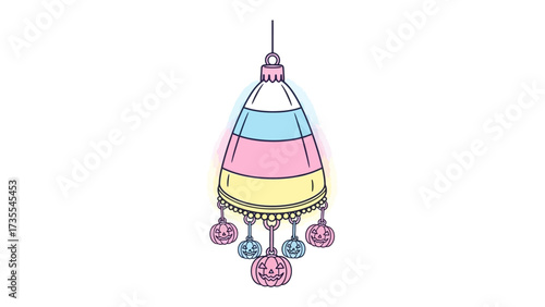 Candy Corn Ornament: A whimsical ornament shaped like a candy corn, adorned with playful jack-o'-lanterns, radiates a sense of delightful Halloween charm.